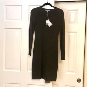 NWT NEW Neiman Marcus Cashmere Collection Sweater Dress XS Olive Green